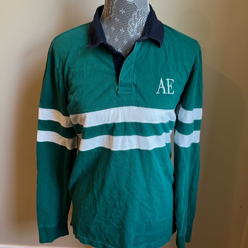 VTG | AE Outfitters Color Block Rugby Long Sleeve Polo Shirt Sz XS